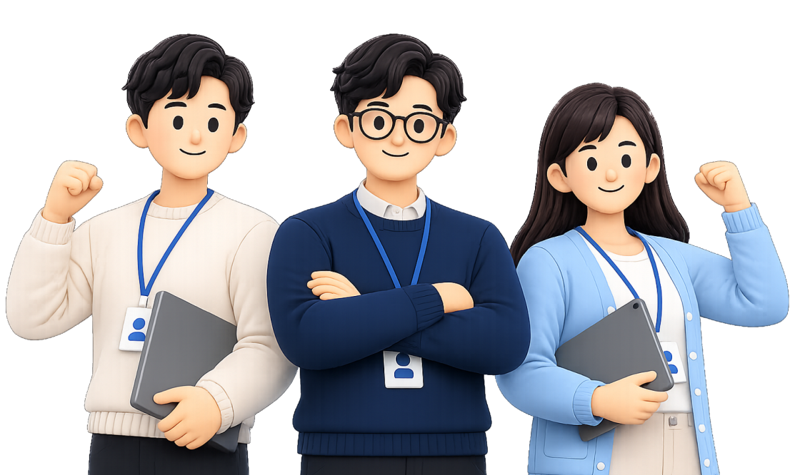 함께 일하는 KMX 구성원 캐릭터